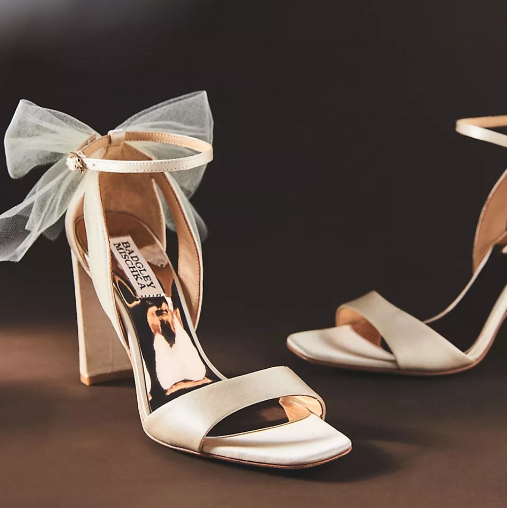 Badgley Mischka Kim Mesh Bow Block Heel $215